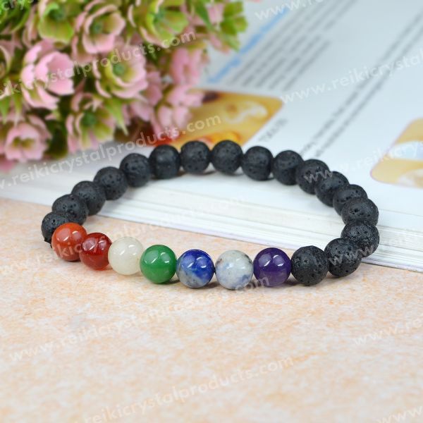 Natural Crystal Stone with 7 Chakra 8 mm Bracelet for Unisex