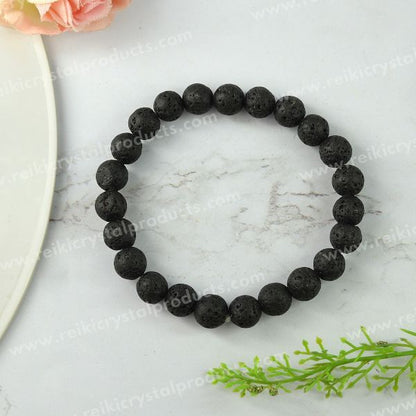 Certified Lava 8 mm Round Bead Bracelet