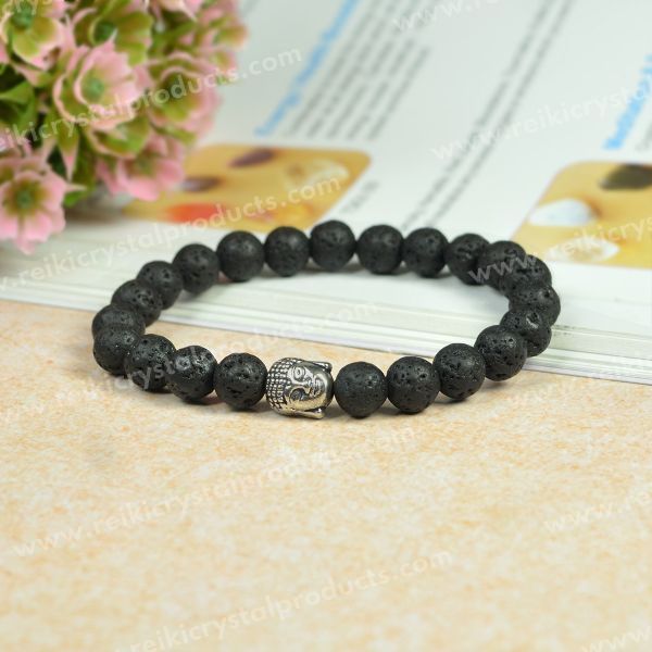 Natural Crystal Stone with Buddha Head Charm 8 mm Bracelet