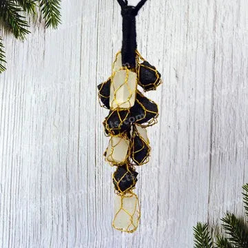 Black Tourmaline / Selenite Mix Tumble Stone Car Hanging / Door Hanging Accessories