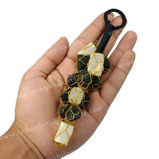 Black Tourmaline / Selenite Mix Tumble Stone Car Hanging / Door Hanging Accessories