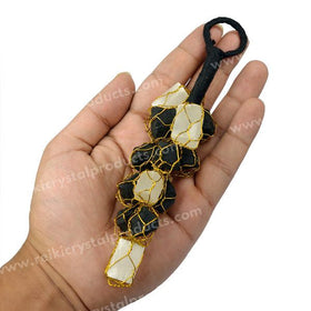 Black Tourmaline / Selenite Tumble Stone Car Hanging or Door Hanging Accessories Pack of 3 Pc