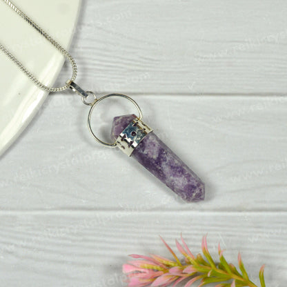 Natural Double Terminated Pencil Shape Pendant - Locket with Chain