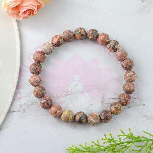 Leopard Jasper 8 mm Round Bead Bracelet