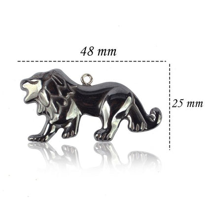 Hematite Crystal Stone Lion Pendant