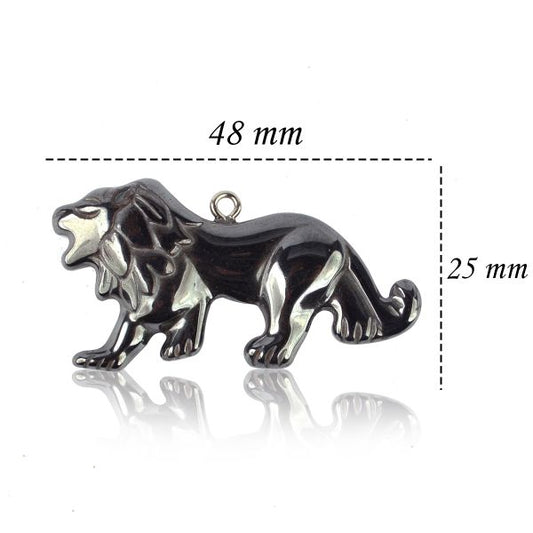 Hematite Crystal Stone Lion Pendant