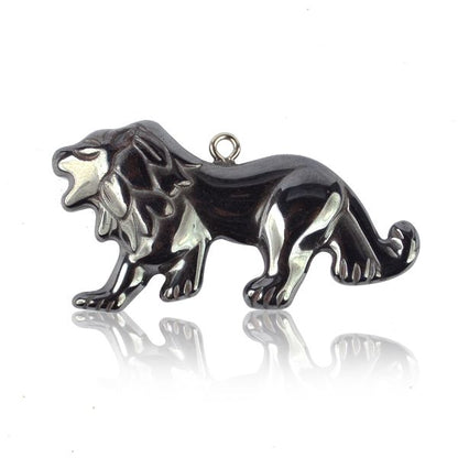 Hematite Crystal Stone Lion Pendant