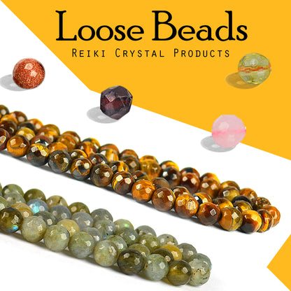Natural Crystal Stone 6 mm Faceted Loose Beads 65-70 pcs for Making Bracelet Mala Necklaces