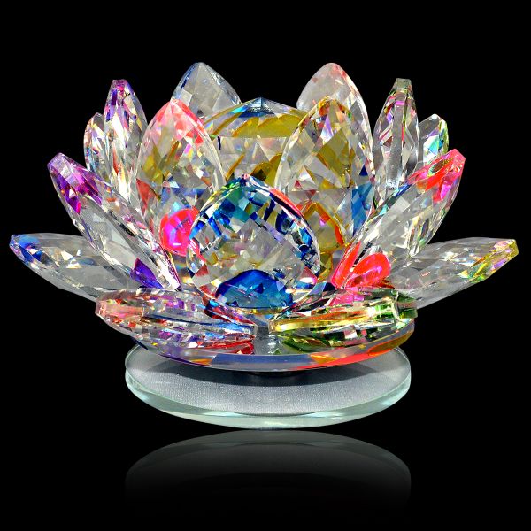 Vastu - Fengshui Transparent Crystal Lotus for Positive Energy A Gift Item for Good Luck & Prosperity