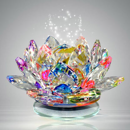 Vastu - Fengshui Transparent Crystal Lotus for Positive Energy A Gift Item for Good Luck & Prosperity