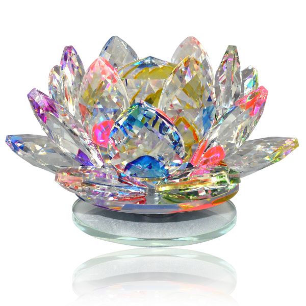 Vastu - Fengshui Transparent Crystal Lotus for Positive Energy A Gift Item for Good Luck & Prosperity