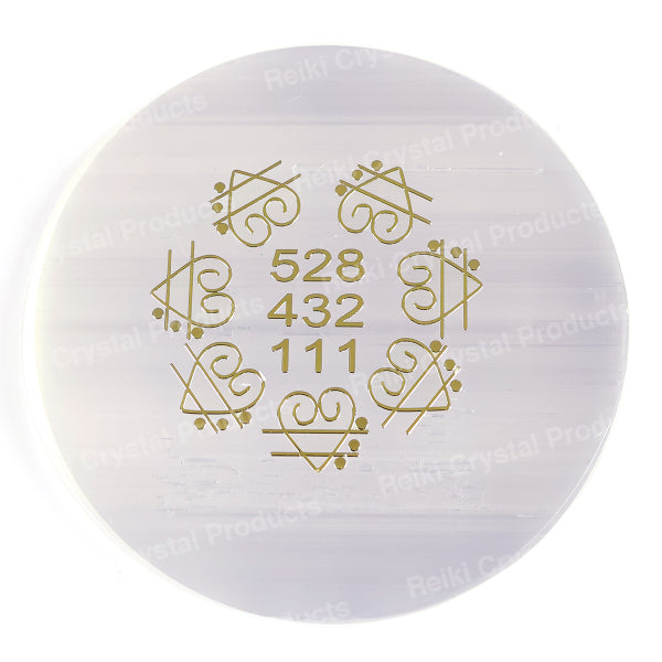 Selenite Love Zibu Symbol Charging Plate for Reiki Crystal Cleansing Size 7.6 cm (3 inch)