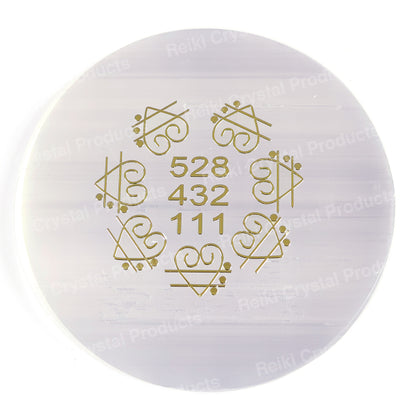 Selenite Love Zibu Symbol Charging Plate for Reiki Crystal Cleansing Size 7.6 cm (3 inch)
