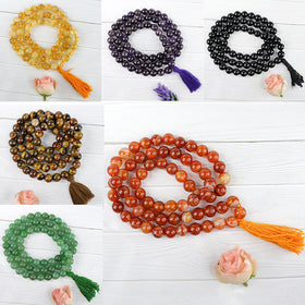 Natural Crystal Stone 10 mm Round Beads Mala for Unisex