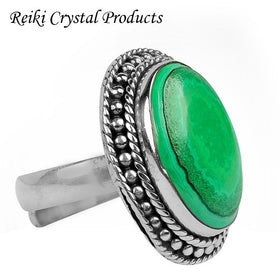 Adjustable Malachite Gemstone Silver Ring