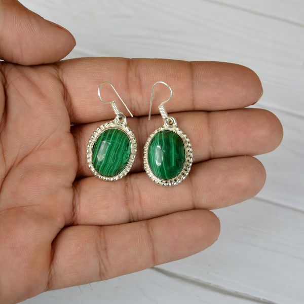 Malachite Crystal Stone Oval Shape Earring