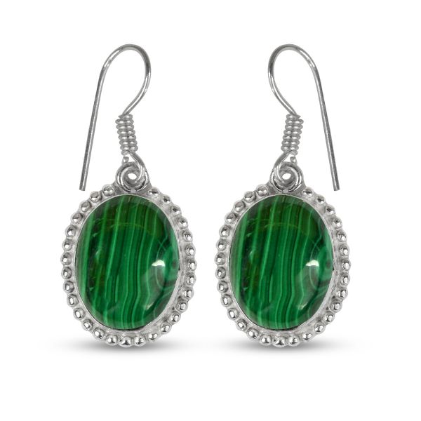 Malachite Crystal Stone Oval Shape Earring
