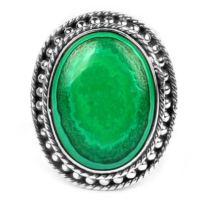 Adjustable Malachite Gemstone Silver Ring