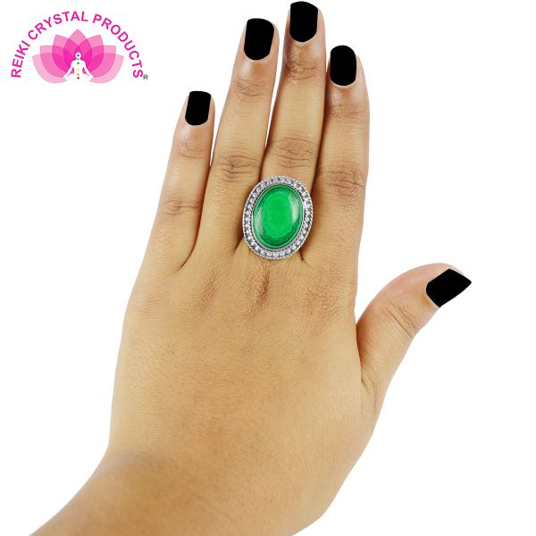 Adjustable Malachite Gemstone Silver Ring