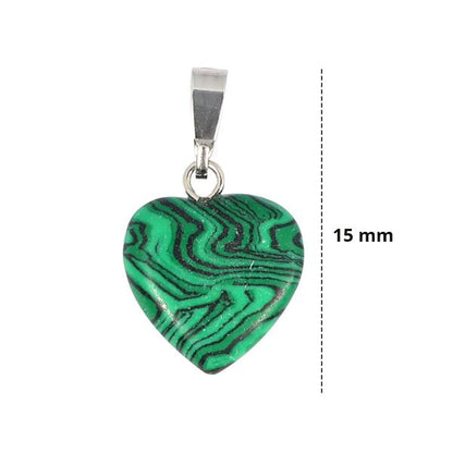 Malachite Crystal Stone Heart Shape Pendant Locket with Chain for Women