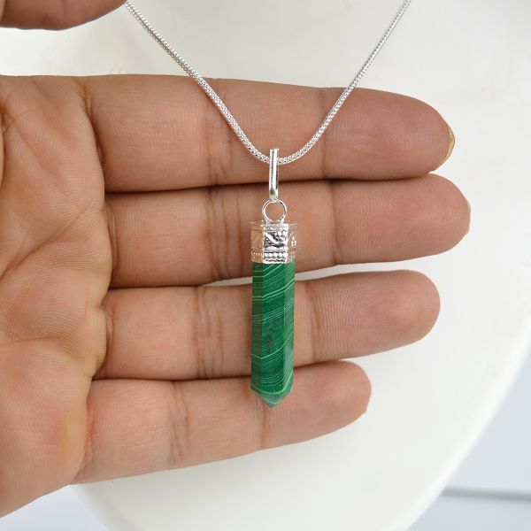 Natural AAA Pencil Shape Pendant - Locket With Metal Chain