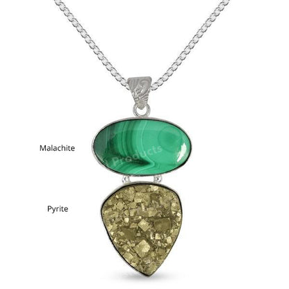 Natural Crystal Stone Pendant - Locket with Metal Chain