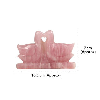 Rose Quartz Mandarin Ducks Pair of Kissing Duck Love Bird Decorative Showpiece