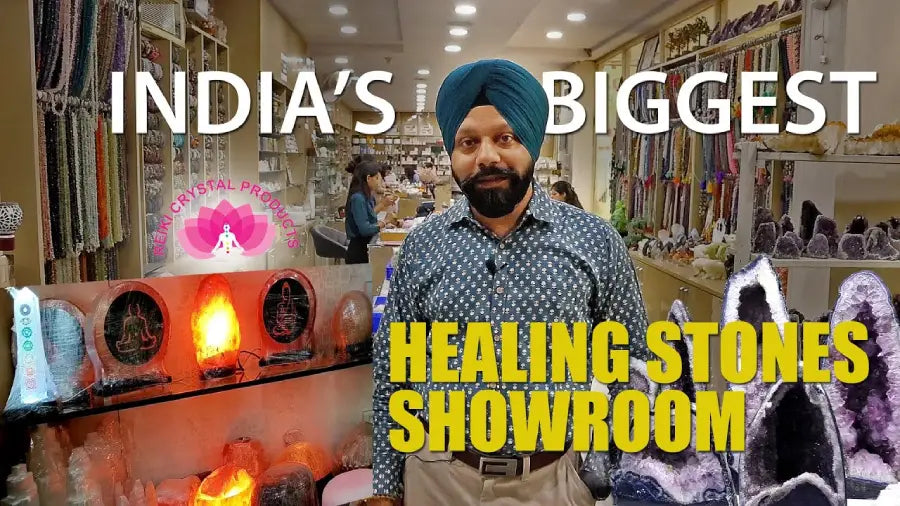 Load video: Biggest Healing Stone Showroom In India | Reiki Crystal Products | Crystal Stone Showroom In Delhi