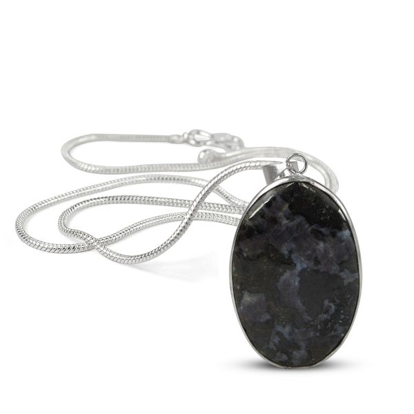 AAA Quality Merlinite Oval Pendant With Chain