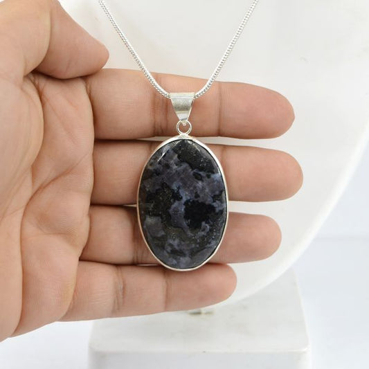 AAA Quality Merlinite Oval Pendant With Chain