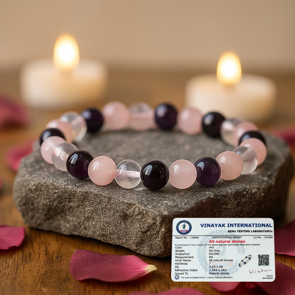 Natural Crystal Stones 8 mm Round Bead Bracelet