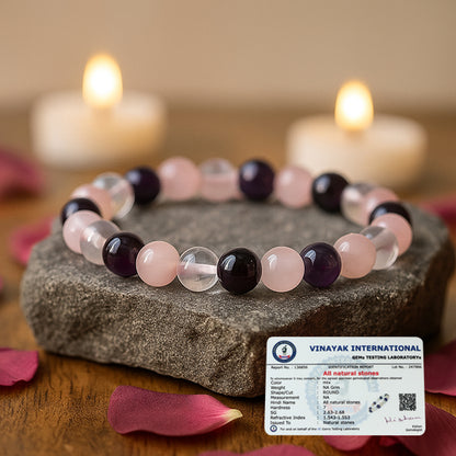 Natural Crystal Stones 8 mm Round Bead Bracelet