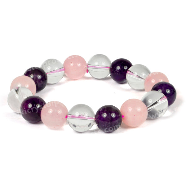 Natural Crystal Stone 12 mm Round Beads Bracelet