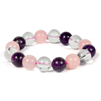 Natural Crystal Stone 12 mm Round Beads Bracelet