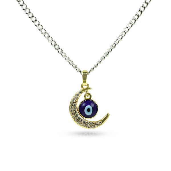 Moon Charm Evil Eye Pendant Necklace - Stylish and Protective Jewelry Size 25 mm