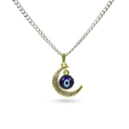 Moon Charm Evil Eye Pendant Necklace - Stylish and Protective Jewelry Size 25 mm