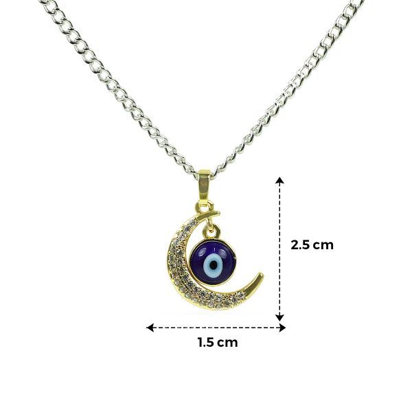 Moon Charm Evil Eye Pendant Necklace - Stylish and Protective Jewelry Size 25 mm