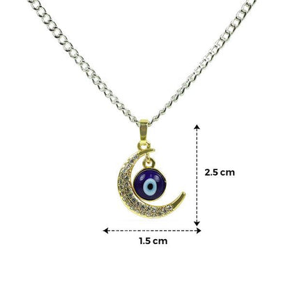 Moon Charm Evil Eye Pendant Necklace - Stylish and Protective Jewelry Size 25 mm