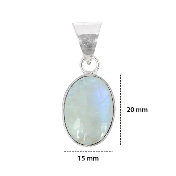 Natural Rainbow Moonstone Oval Shape Pendant Locket with Metal Chain for Unisex