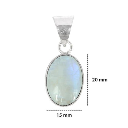 Natural Rainbow Moonstone Oval Shape Pendant Locket with Metal Chain for Unisex