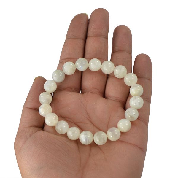 AAA Rainbow Moonstone 10 mm Round Bead Bracelet
