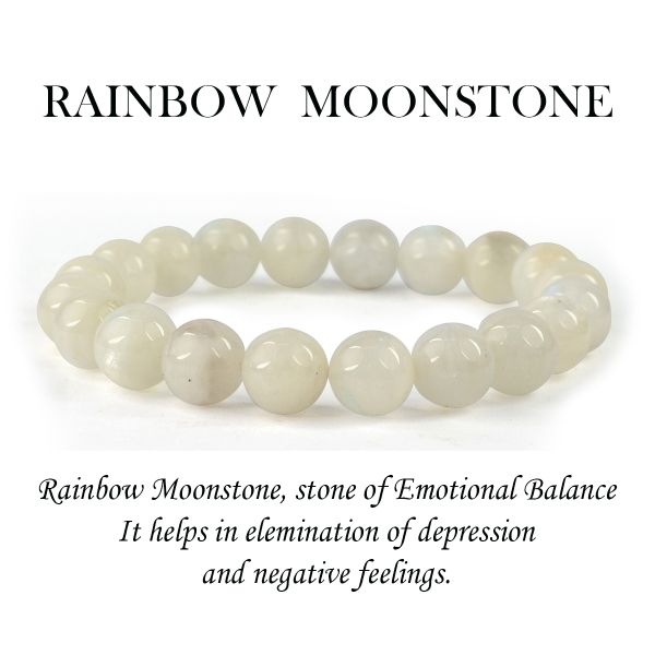 AAA Rainbow Moonstone 10 mm Round Bead Bracelet