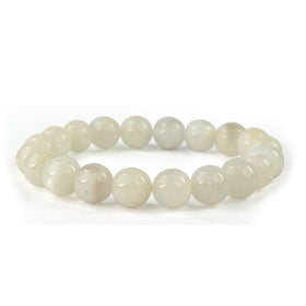 Natural Rainbow Moonstone 10 mm Round Bead Bracelet
