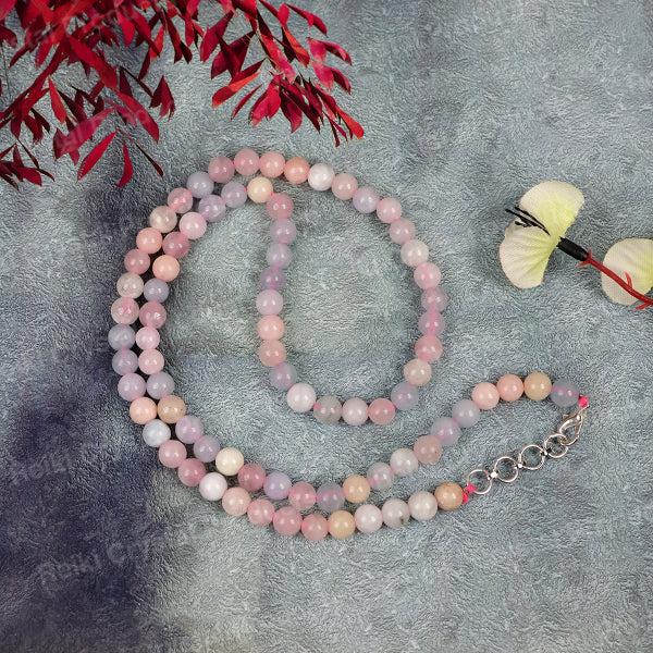 Natural Crystal Stone 6 mm Round Bead Necklace Mala for Girls & Women