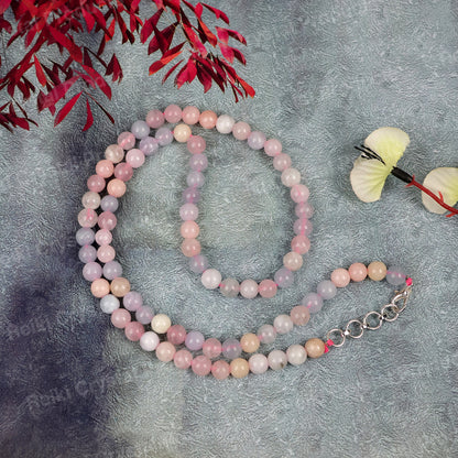 Natural Crystal Stone 6 mm Round Bead Necklace Mala for Girls & Women