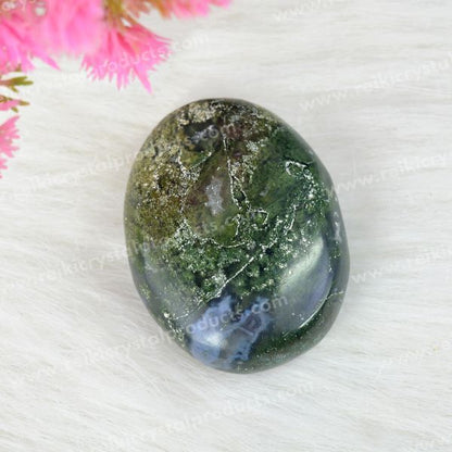 Moss Agate Crystal Palm Stone Energy Healing Stone