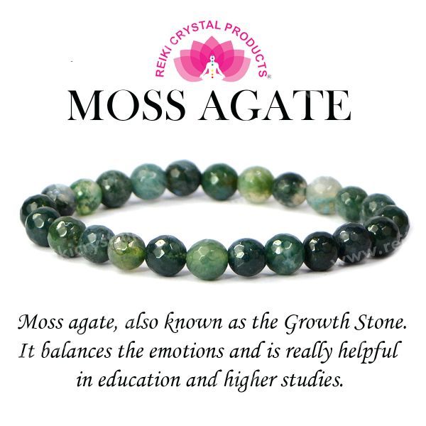 Moss Agate Certificate 8 mm Faceted Bead Bracelet