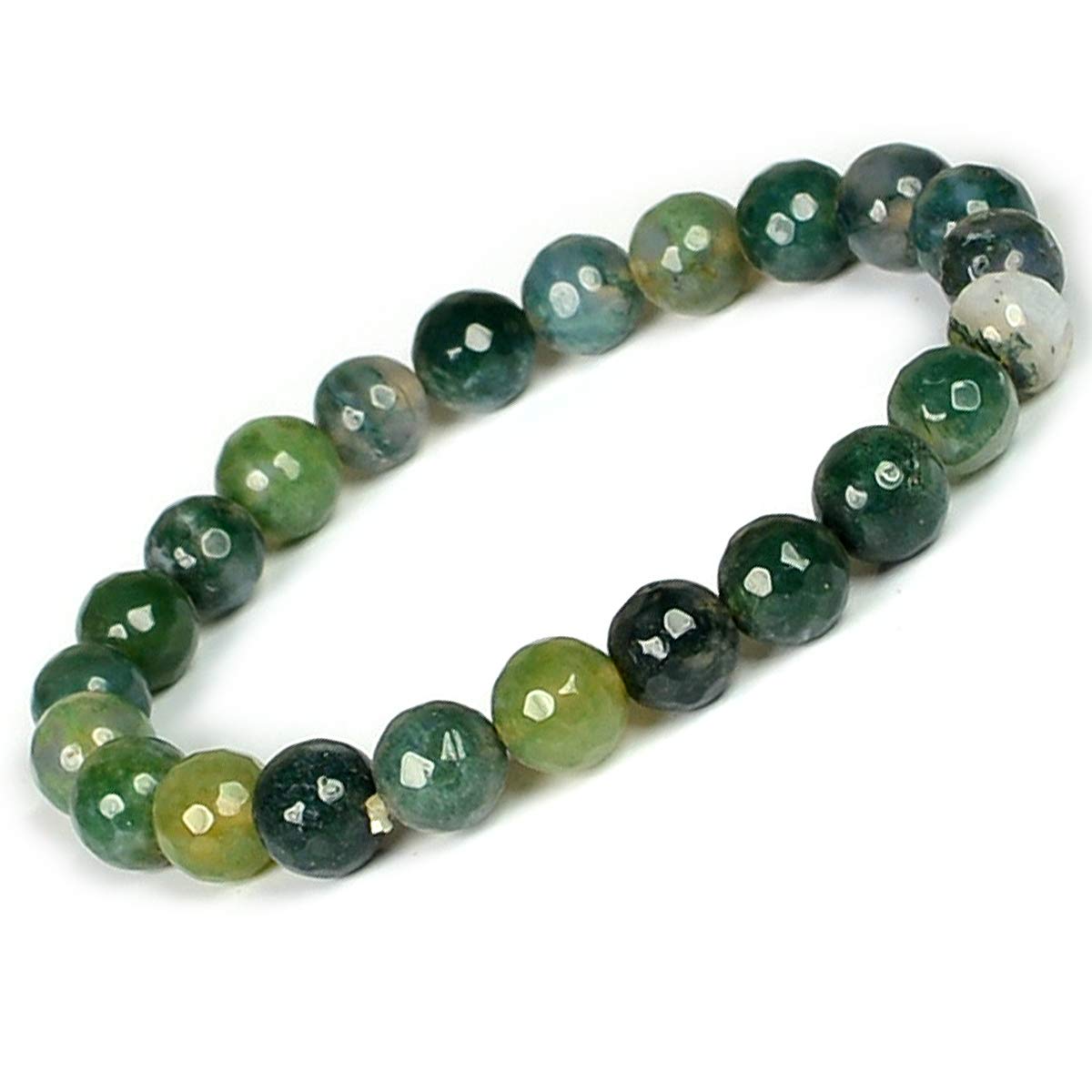 Natural Crystal Stone 8 mm Faceted Bead Bracelet for Unisex