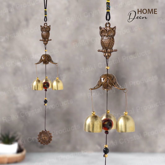 Fengshui Owl Wind Chime Hanging for Window Balcony Decor Home Endurance Door Decoration