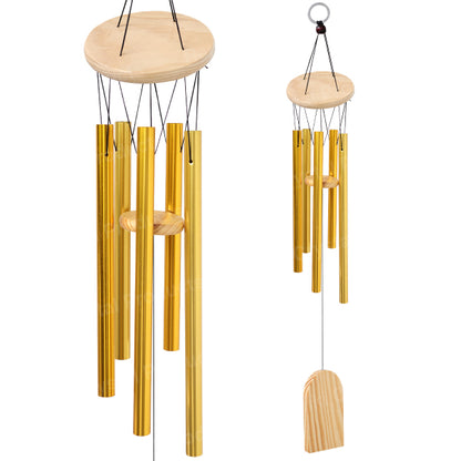 Fengshui Wind Chime Hanging for Window Balcony Decor Home Endurance Door Decoration Golden 5 Rods